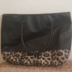 DSW Black leopard print tote bag